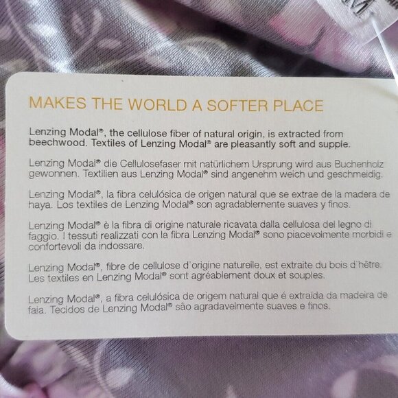 NWT Eileen West Nightgown Floral Sz M Gray Pink Cap Sleeve Modal Cottagecore - Picture 5 of 7